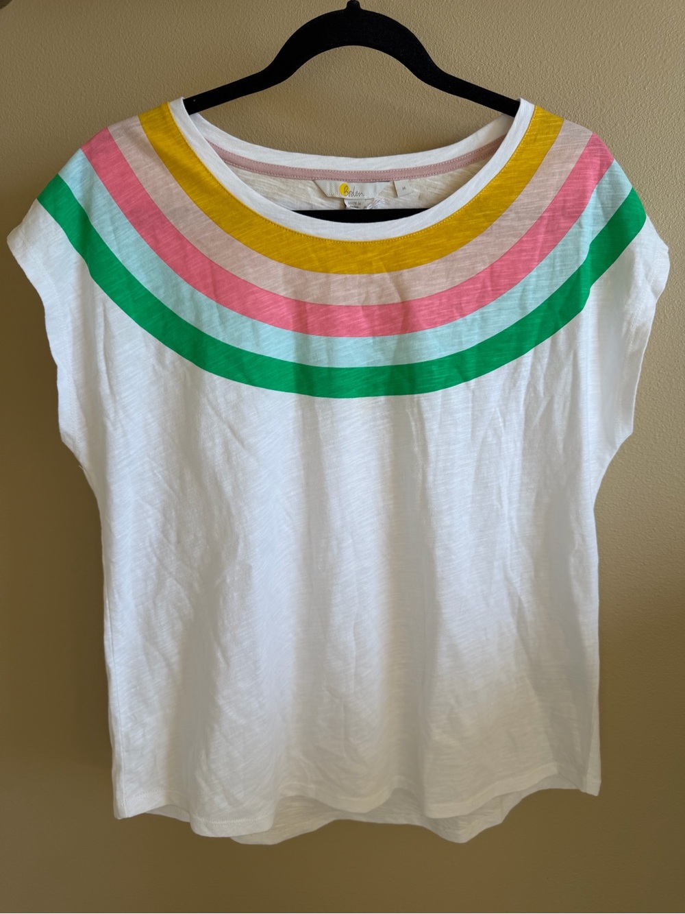 Boden Women’s Jersey Tee Rainbow Yoke NWT - Picture 2 of 7
